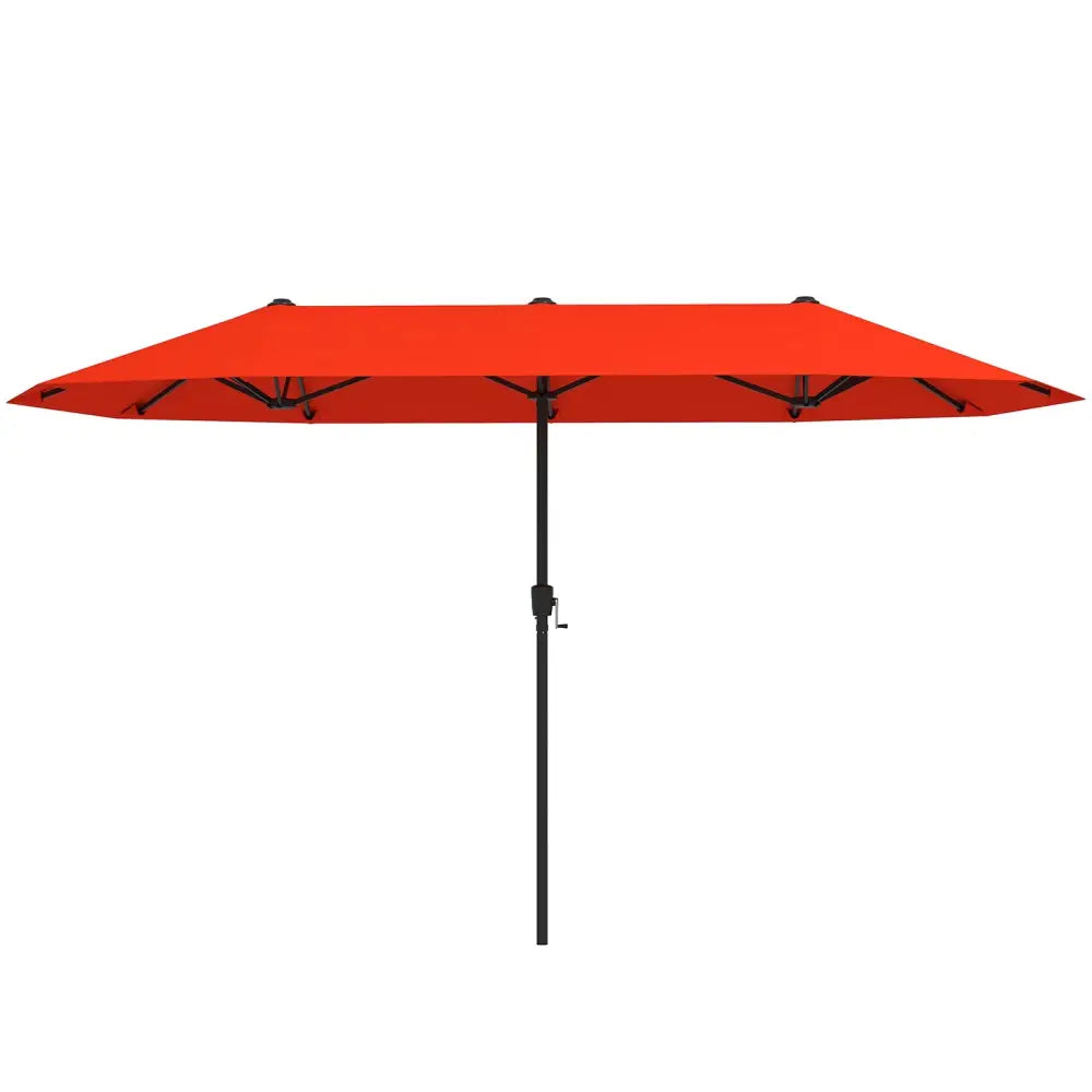 13 FT Large Patio Umbrella Outdoor Double-Sided Table Market Umbrella with Crank Handle-Orange - Orange - Outdoor