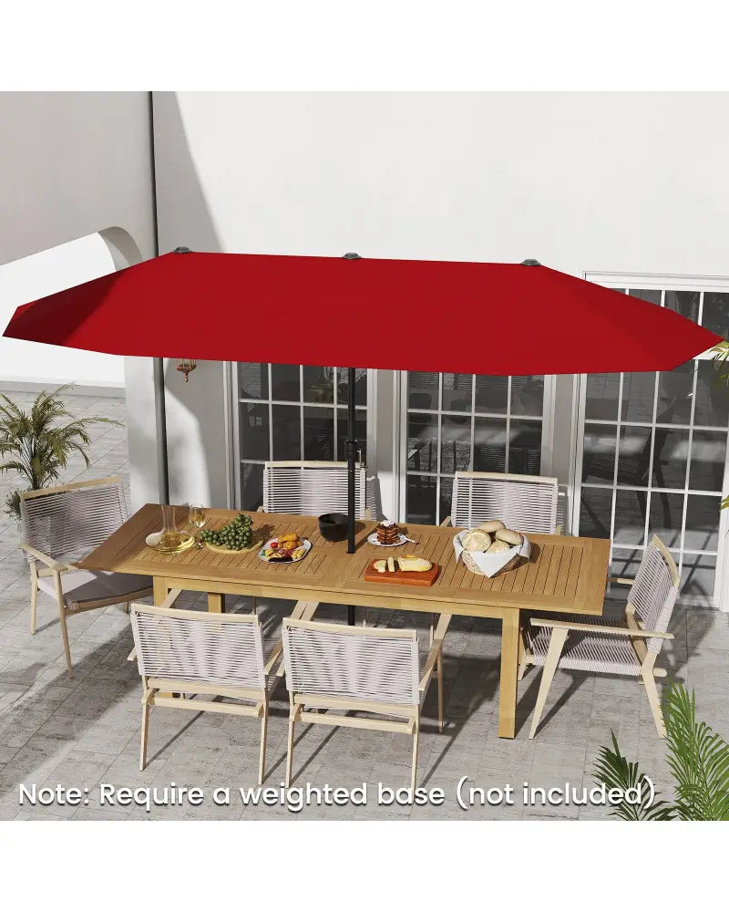 13 FT Large Patio Umbrella Outdoor Double-Sided Table Market Umbrella with Crank Handle-Red - Red - Outdoor Umbrellas