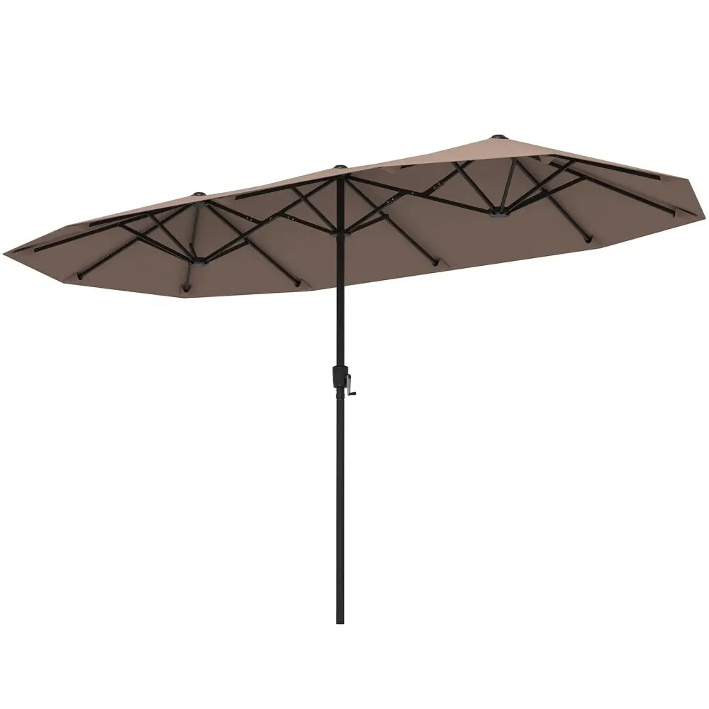 13 FT Large Patio Umbrella Outdoor Double-Sided Table Market Umbrella with Crank Handle-Coffee - Coffee - Outdoor