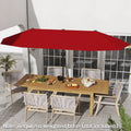 13 FT Large Patio Umbrella Outdoor Double-Sided Table Market Umbrella with Crank Handle-Red - Red - Outdoor Umbrellas