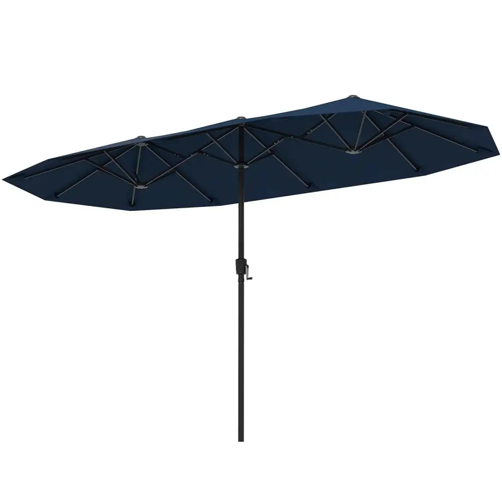 13 FT Large Patio Umbrella Outdoor Double-Sided Table Market Umbrella with Crank Handle-Navy - Navy - Outdoor Umbrellas