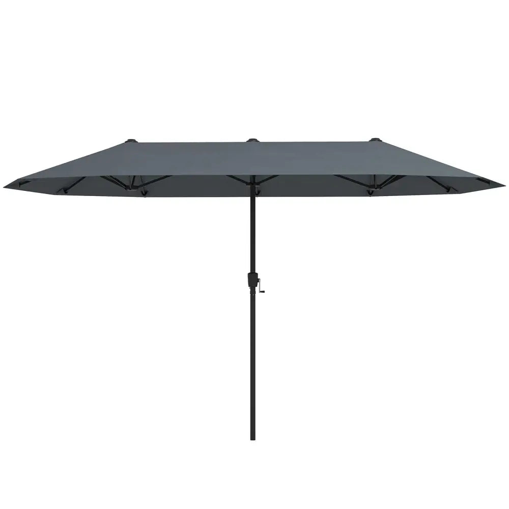 13 FT Large Patio Umbrella Outdoor Double-Sided Table Market Umbrella with Crank Handle-Gray - Gray - Outdoor Umbrellas