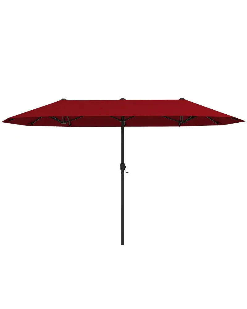 13 FT Large Patio Umbrella Outdoor Double-Sided Table Market Umbrella with Crank Handle-Red - Red - Outdoor Umbrellas