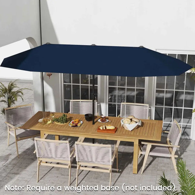 13 FT Large Patio Umbrella Outdoor Double-Sided Table Market Umbrella with Crank Handle-Navy - Navy - Outdoor Umbrellas