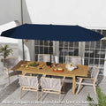 13 FT Large Patio Umbrella Outdoor Double-Sided Table Market Umbrella with Crank Handle-Navy - Navy - Outdoor Umbrellas