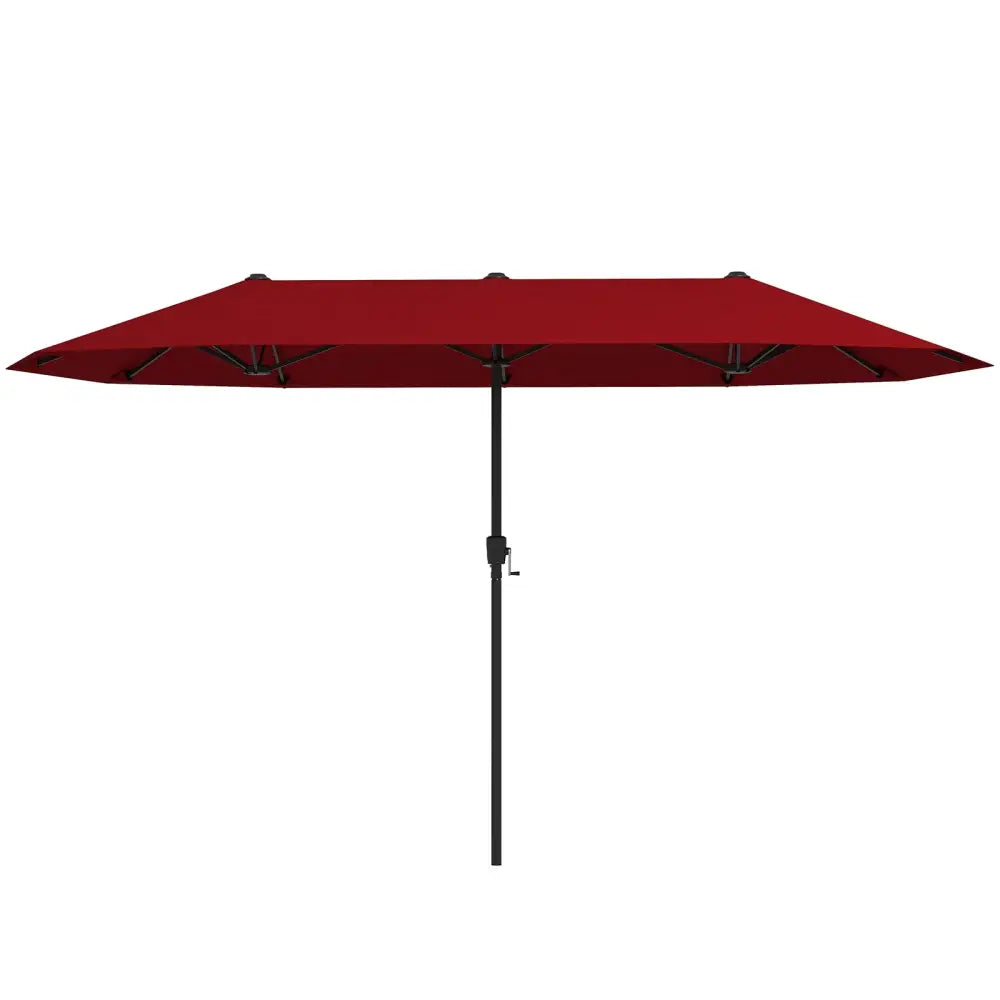 13 FT Large Patio Umbrella Outdoor Double-Sided Table Market Umbrella with Crank Handle-Red - Red - Outdoor Umbrellas