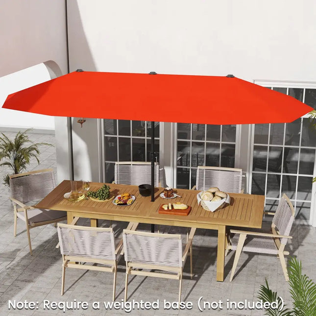 13 FT Large Patio Umbrella Outdoor Double-Sided Table Market Umbrella with Crank Handle-Orange - Orange - Outdoor