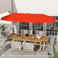 13 FT Large Patio Umbrella Outdoor Double-Sided Table Market Umbrella with Crank Handle-Orange - Orange - Outdoor