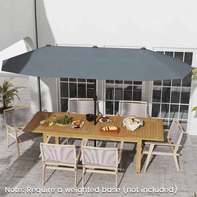 13 FT Large Patio Umbrella Outdoor Double-Sided Table Market Umbrella with Crank Handle-Gray - Gray - Outdoor Umbrellas