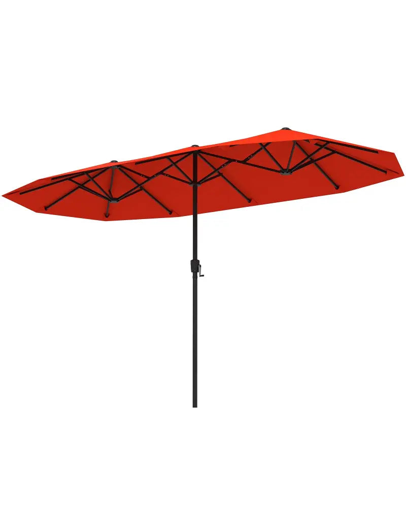 13 FT Large Patio Umbrella Outdoor Double-Sided Table Market Umbrella with Crank Handle-Orange - Orange - Outdoor