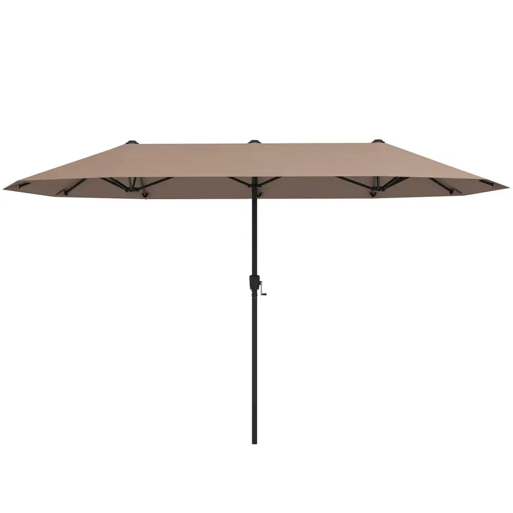 13 FT Large Patio Umbrella Outdoor Double-Sided Table Market Umbrella with Crank Handle-Coffee - Coffee - Outdoor