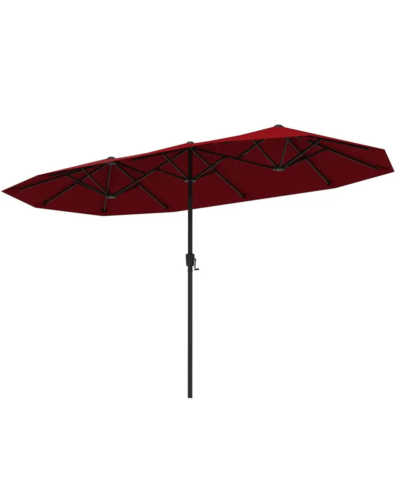 13 FT Large Patio Umbrella Outdoor Double-Sided Table Market Umbrella with Crank Handle-Red - Red - Outdoor Umbrellas