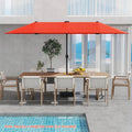 13 FT Large Patio Umbrella with LED Solar Lights and Crank Handle-Orange - Orange - Outdoor Umbrellas
