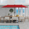 13 FT Large Patio Umbrella with LED Solar Lights and Crank Handle-Red - Red - Outdoor Umbrellas