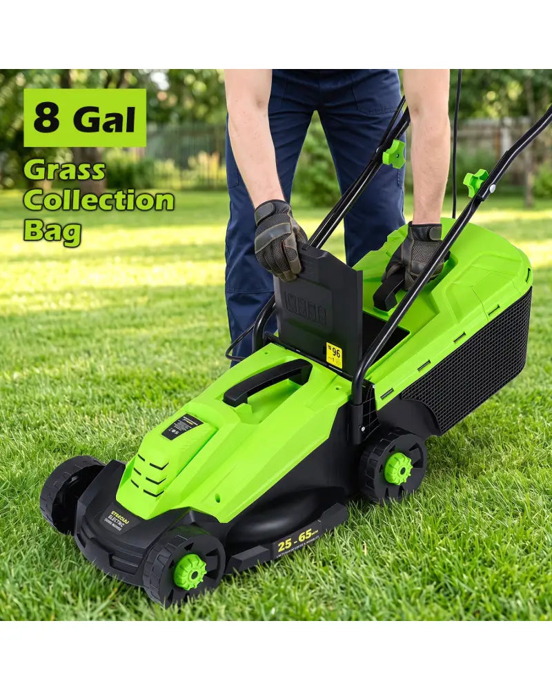 13-Inch 12-Amp Corded Electric Lawn Mower with 3-Position Height Adjustment-Green - Green - Garden Tools