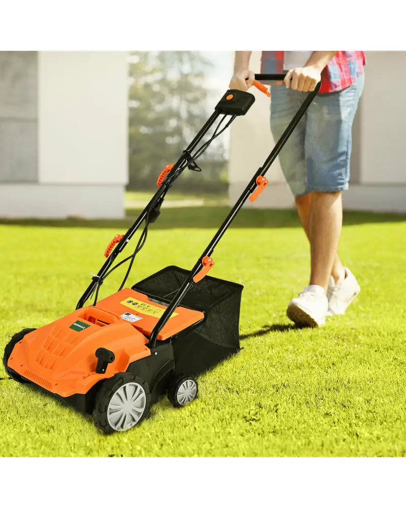 13 Inch 12 Amp Electric Scarifier with Collection Bag and Removable Blades-Orange - Orange - Lawn Care Tools