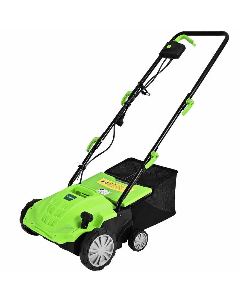 13 Inch 12 Amp Electric Scarifier with Collection Bag and Removable Blades-Green - Green - Lawn Care Tools