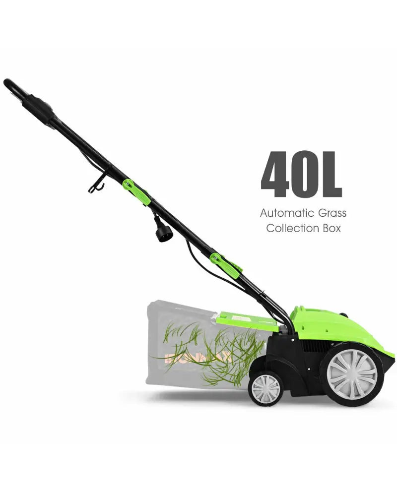 13 Inch 12 Amp Electric Scarifier with Collection Bag and Removable Blades-Green - Green - Lawn Care Tools