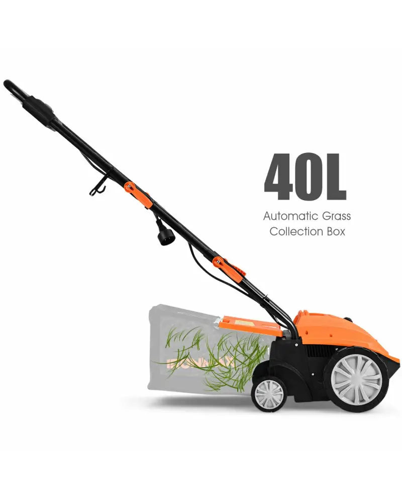 13 Inch 12 Amp Electric Scarifier with Collection Bag and Removable Blades-Orange - Orange - Lawn Care Tools