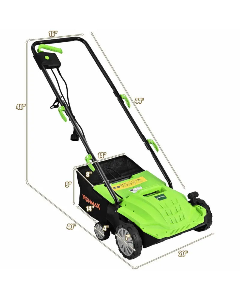 13 Inch 12 Amp Electric Scarifier with Collection Bag and Removable Blades-Green - Green - Lawn Care Tools