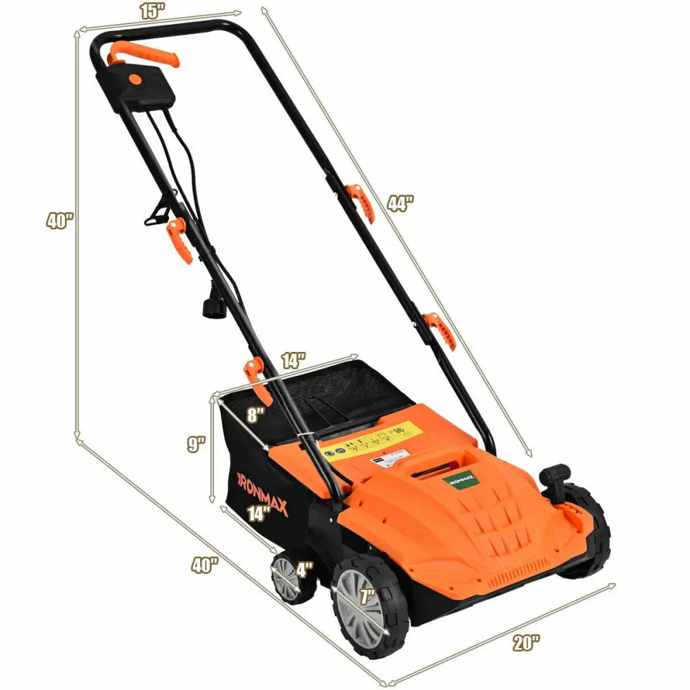13 Inch 12 Amp Electric Scarifier with Collection Bag and Removable Blades-Orange - Orange - Lawn Care Tools