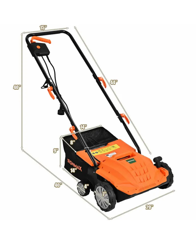 13 Inch 12 Amp Electric Scarifier with Collection Bag and Removable Blades-Orange - Orange - Lawn Care Tools