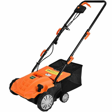 13 Inch 12 Amp Electric Scarifier with Collection Bag and Removable Blades-Orange - Orange - Lawn Care Tools