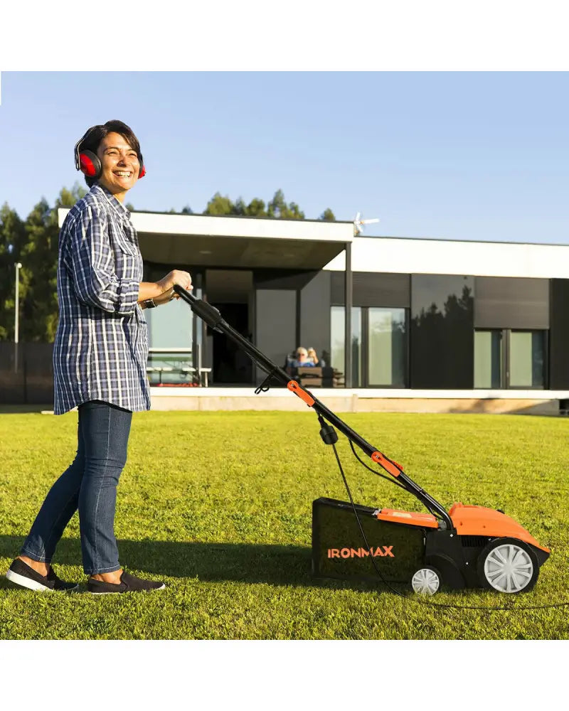 13 Inch 12 Amp Electric Scarifier with Collection Bag and Removable Blades-Orange - Orange - Lawn Care Tools