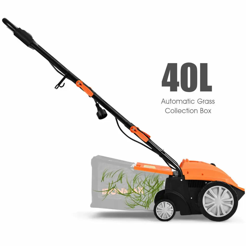 13 Inch 12 Amp Electric Scarifier with Collection Bag and Removable Blades-Orange - Orange - Lawn Care Tools