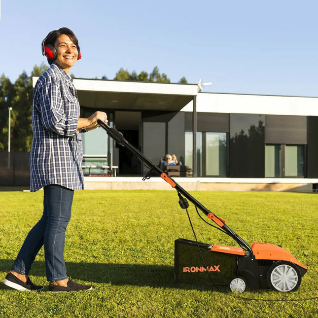 13 Inch 12 Amp Electric Scarifier with Collection Bag and Removable Blades-Orange - Orange - Lawn Care Tools