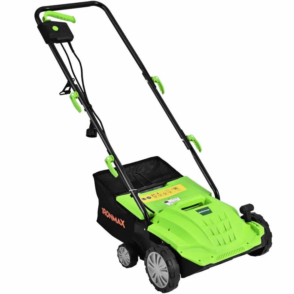 13 Inch 12 Amp Electric Scarifier with Collection Bag and Removable Blades-Green - Green - Lawn Care Tools