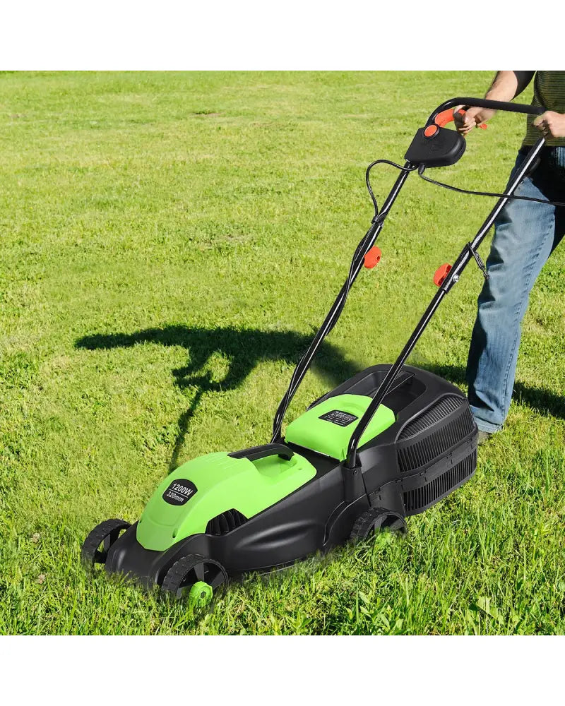 13 Inch Electric Push Lawn Corded Mower with Grass Bag-Green - Green - Lawn Care Tools