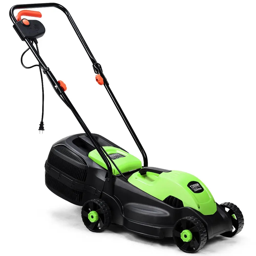 13 Inch Electric Push Lawn Corded Mower with Grass Bag-Green - Green - Lawn Care Tools