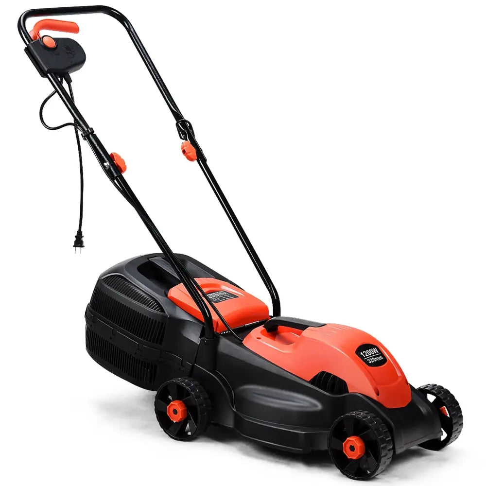 13 Inch Electric Push Lawn Corded Mower with Grass Bag-Red - Red - Lawn Care Tools