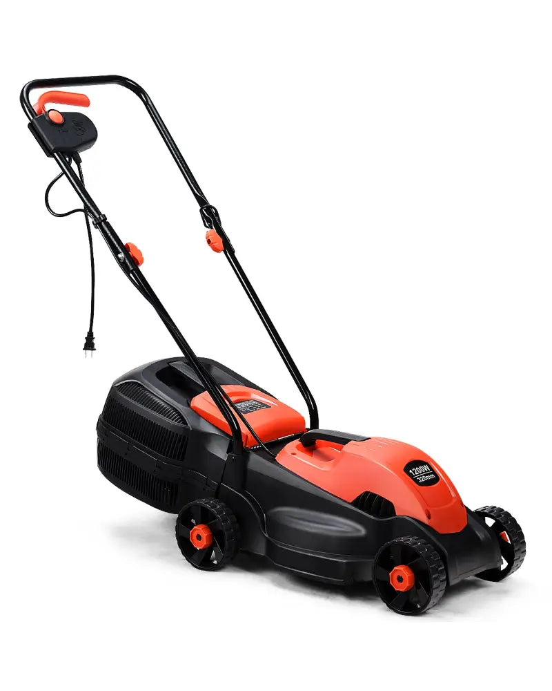 13 Inch Electric Push Lawn Corded Mower with Grass Bag-Red - Red - Lawn Care Tools