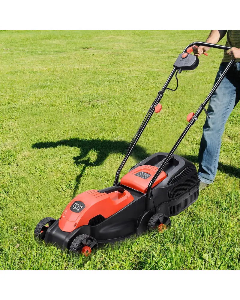 13 Inch Electric Push Lawn Corded Mower with Grass Bag-Red - Red - Lawn Care Tools