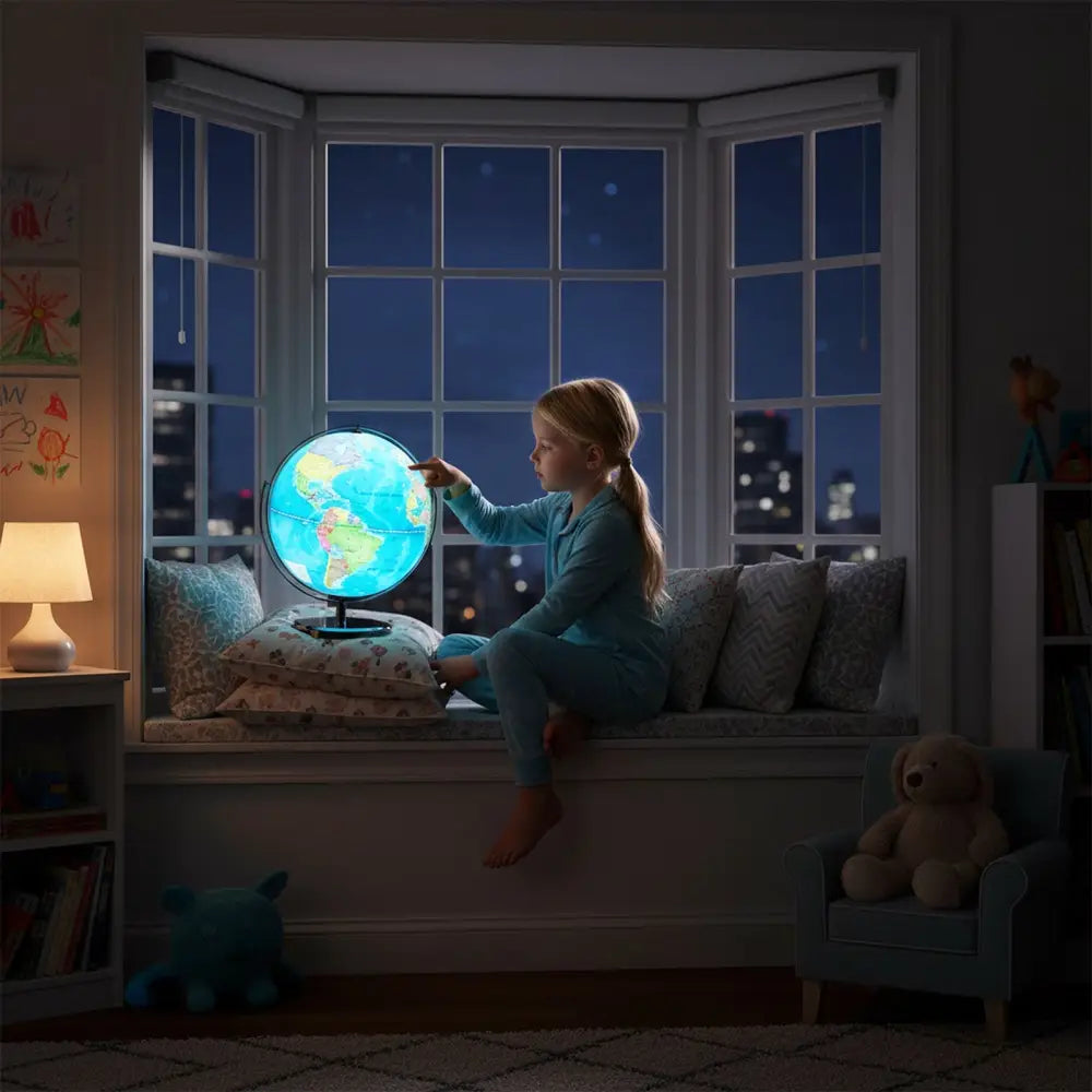 13 Inch Illuminated World Globe 720° Rotating Map with LED Light - Oasis Home Essentials