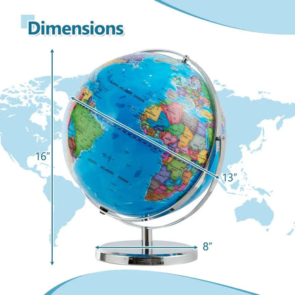 13 Inch Illuminated World Globe 720° Rotating Map with LED Light - Oasis Home Essentials