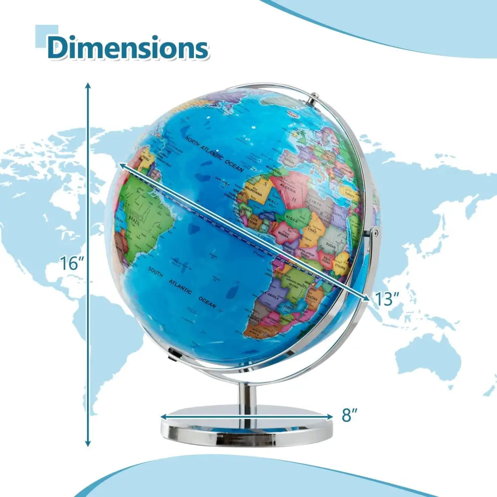 13 Inch Illuminated World Globe 720° Rotating Map with LED Light - Oasis Home Essentials