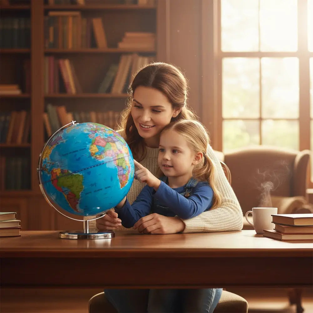 13 Inch Illuminated World Globe 720° Rotating Map with LED Light - Oasis Home Essentials