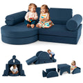 13 Pieces Convertible Modular Kids Play Couch for Nursery Playroom BedroomBlue - Oasis Home Essentials