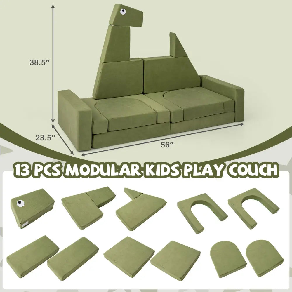 13 Pieces Modular Kids Play Couch for Inspiring Creativity - Kids Chairs & Seating