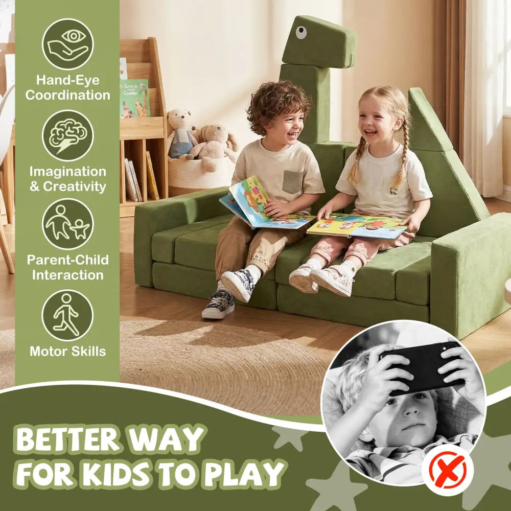 13 Pieces Modular Kids Play Couch for Inspiring Creativity - Kids Chairs & Seating