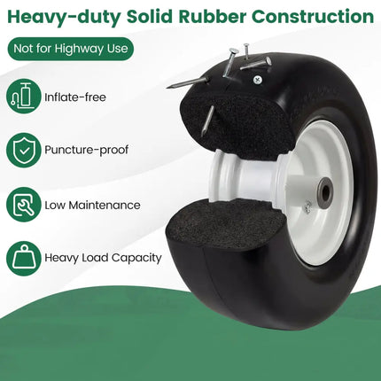 13 x 6.50-6 Flat Free Tires and Wheels 2 Pack Solid Rubber Tires-White - White - Garden Tools