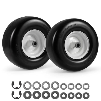 13 x 6.50-6 Flat Free Tires and Wheels 2 Pack Solid Rubber Tires-White - White - Garden Tools