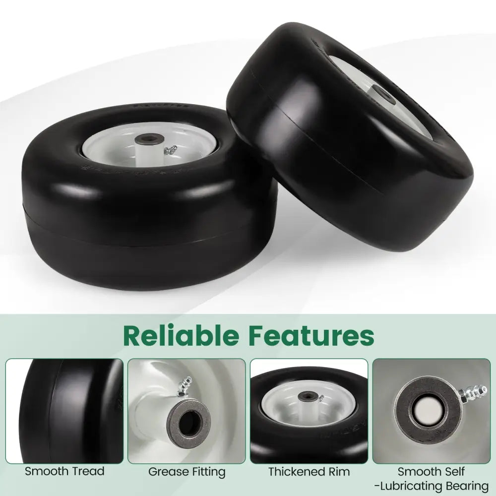 13 x 6.50-6 Flat Free Tires and Wheels 2 Pack Solid Rubber Tires-White - White - Garden Tools