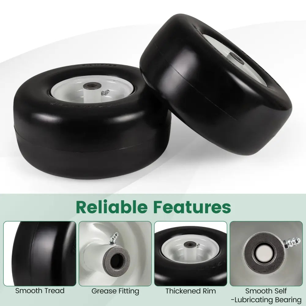 13 x 6.50-6 Flat Free Tires and Wheels 2 Pack Solid Rubber Tires-White - White - Garden Tools