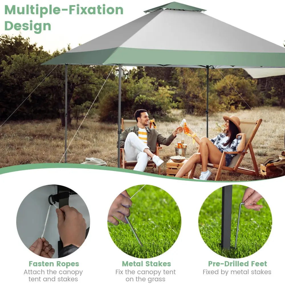 13 x 13 Feet Pop-Up Patio Canopy Tent with Shelter and Wheeled Bag-Gray - Gray - Canopies