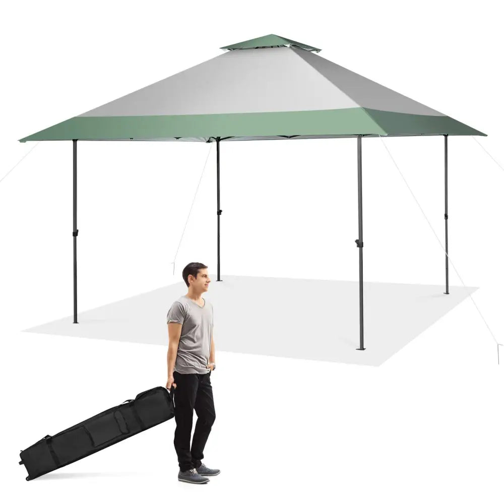 13 x 13 Feet Pop-Up Patio Canopy Tent with Shelter and Wheeled Bag-Gray - Gray - Canopies