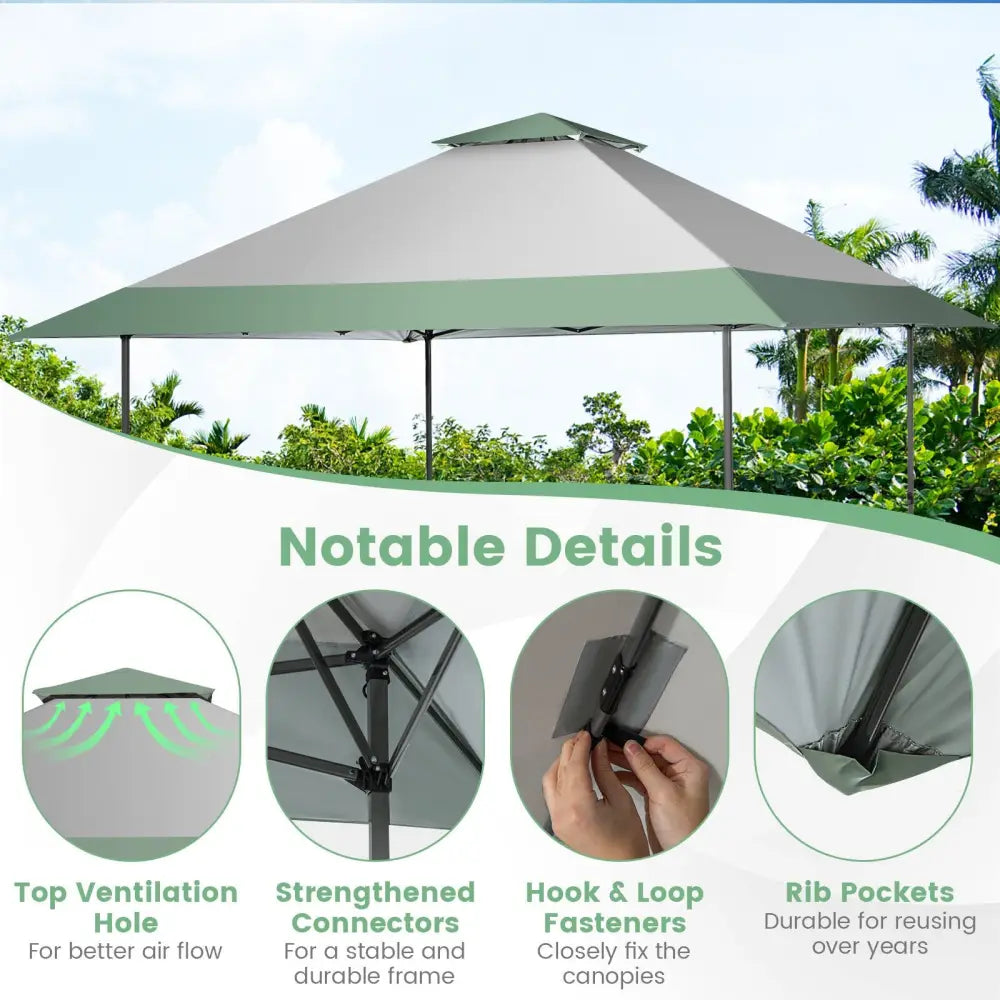 13 x 13 Feet Pop-Up Patio Canopy Tent with Shelter and Wheeled Bag-Gray - Gray - Canopies